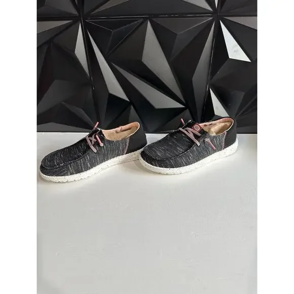 Hey Dude Womens Wendy Funk Jersey Black Pink Slip On Shoes Size 7 - Picture 10 of 13